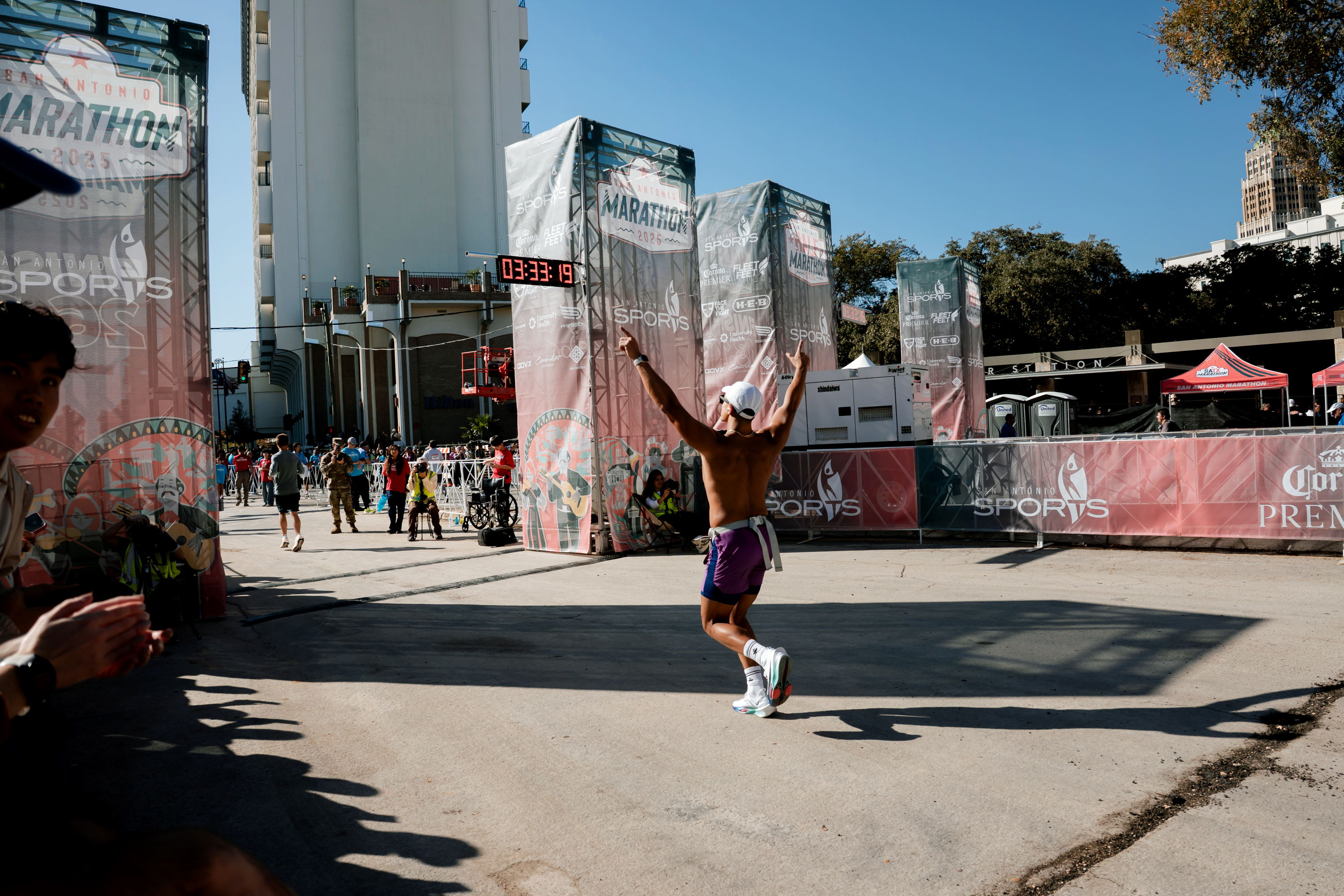 Jacob finishing the San Antonio Marathon
